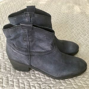 Navy/Charcoal leather booties sz 8